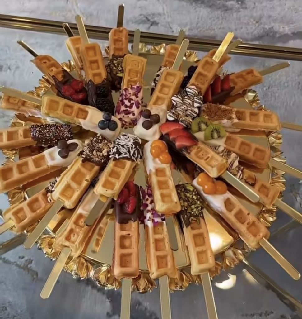 Chocolate covered waffle sticks1 dozen ( with a variety of toppings)